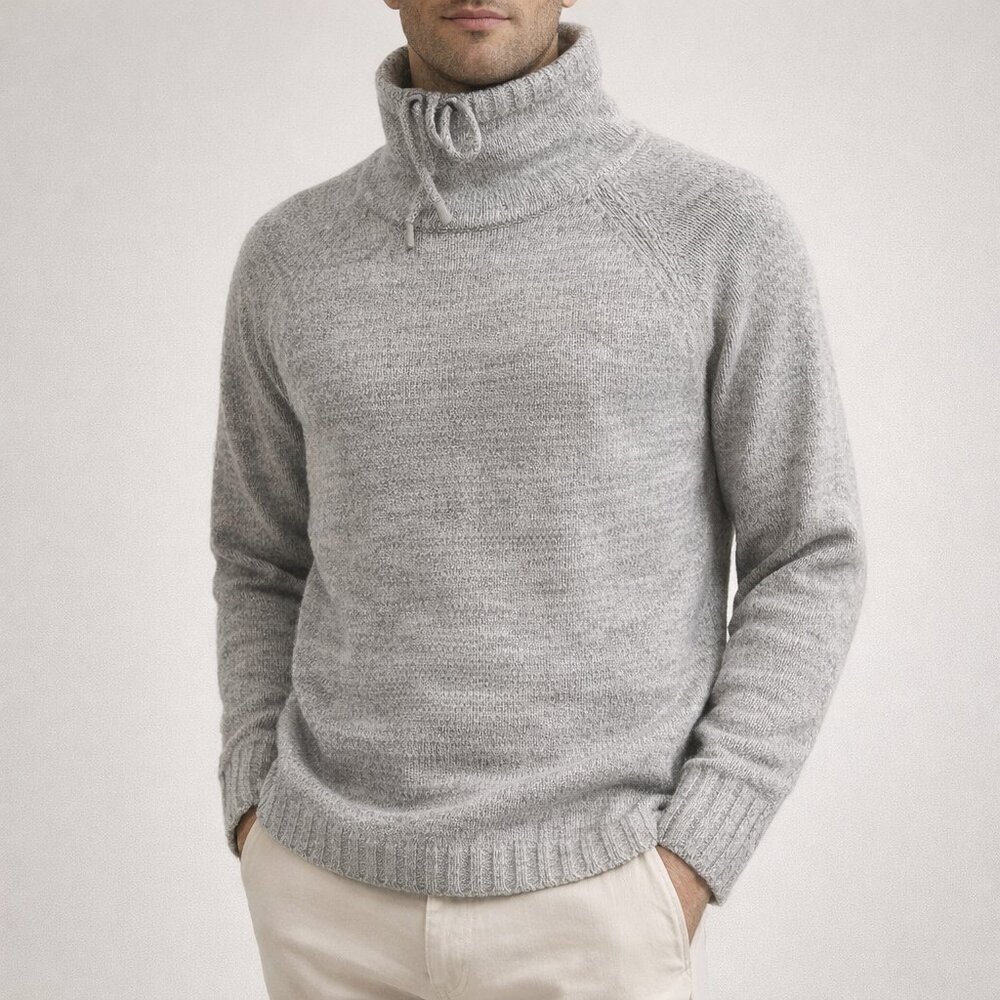Bershka Mens Cozy Raglan Gray Turtleneck Funnel Neck Sweater